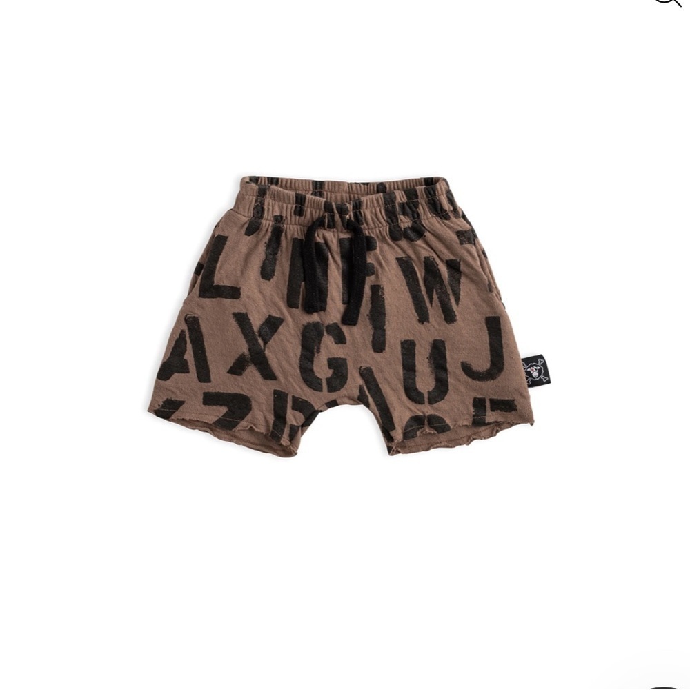 nununu Brown Kids Shorts with Black Alphabet Print